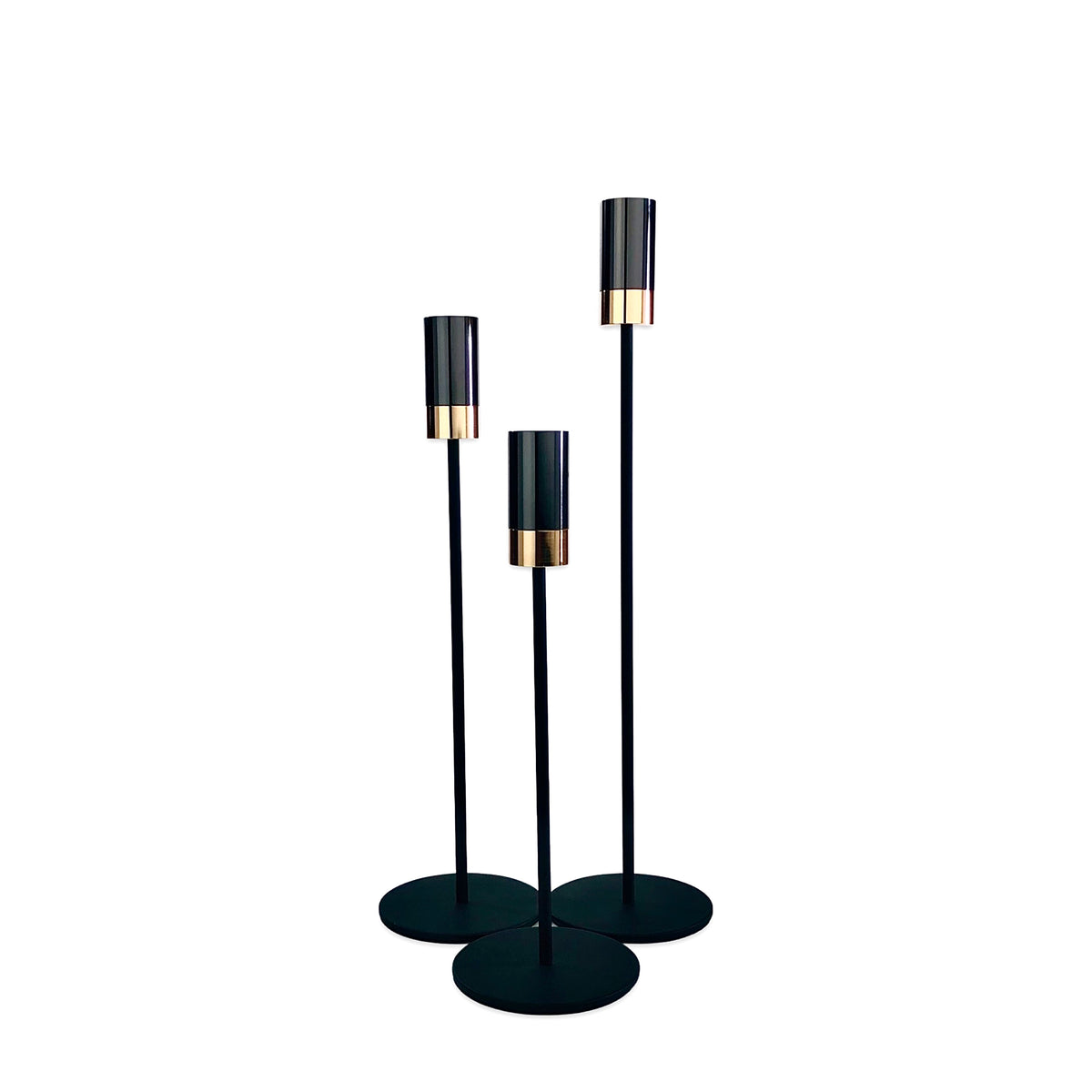 Black & Gold Candle Holder (Set of 3)