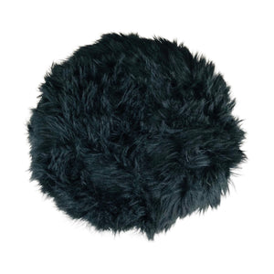 Faux Fur Vanity Stool Ottoman (Black)