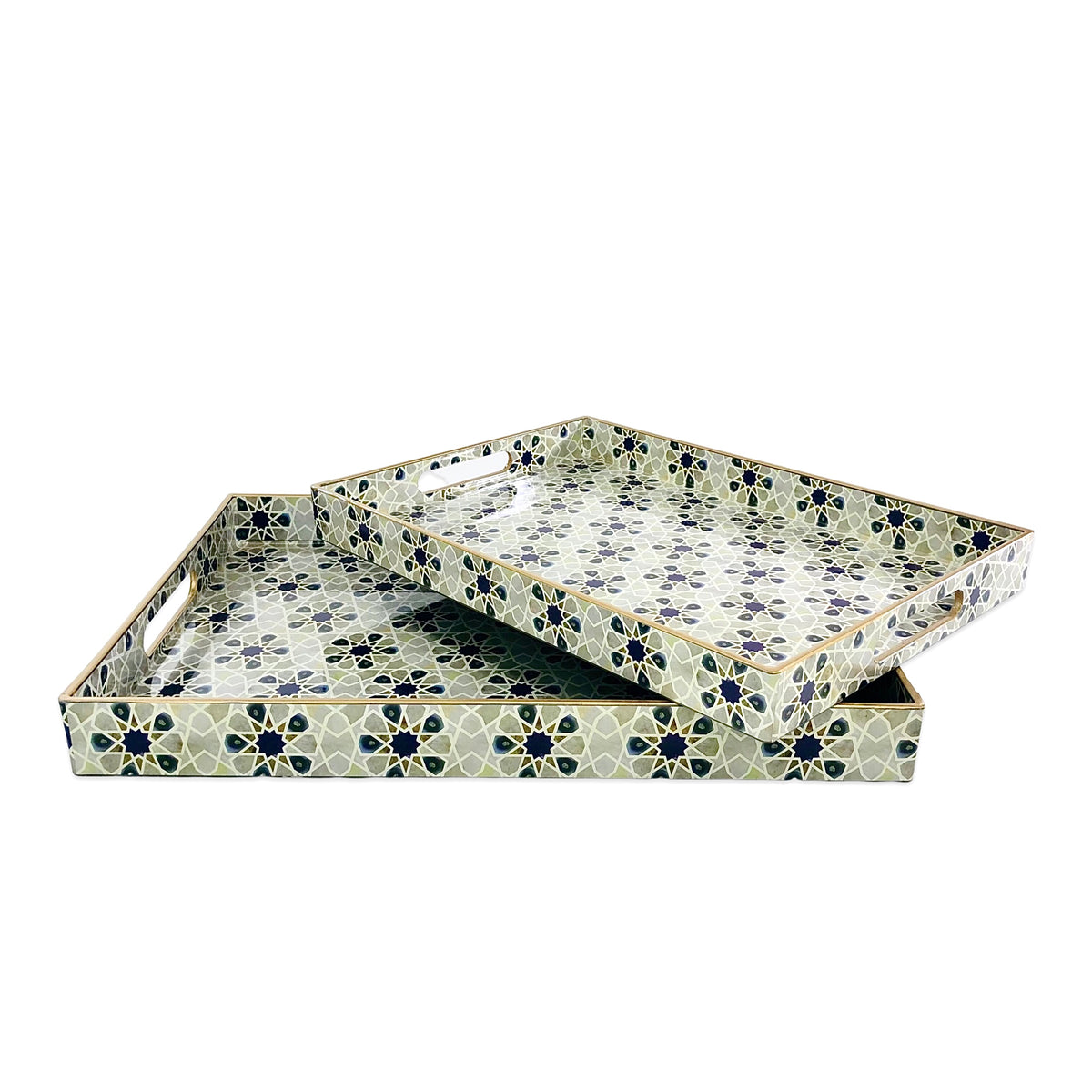 Floral Rectangular Tray (Set of 2)