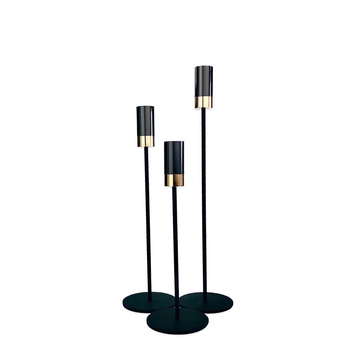 Black & Gold Candle Holder (Set of 3)