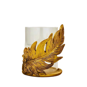 Golden Leaf Resin Jar Candle Holder