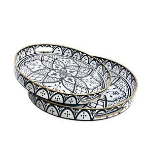 Traditional Floral Round Trays (Set of 2)