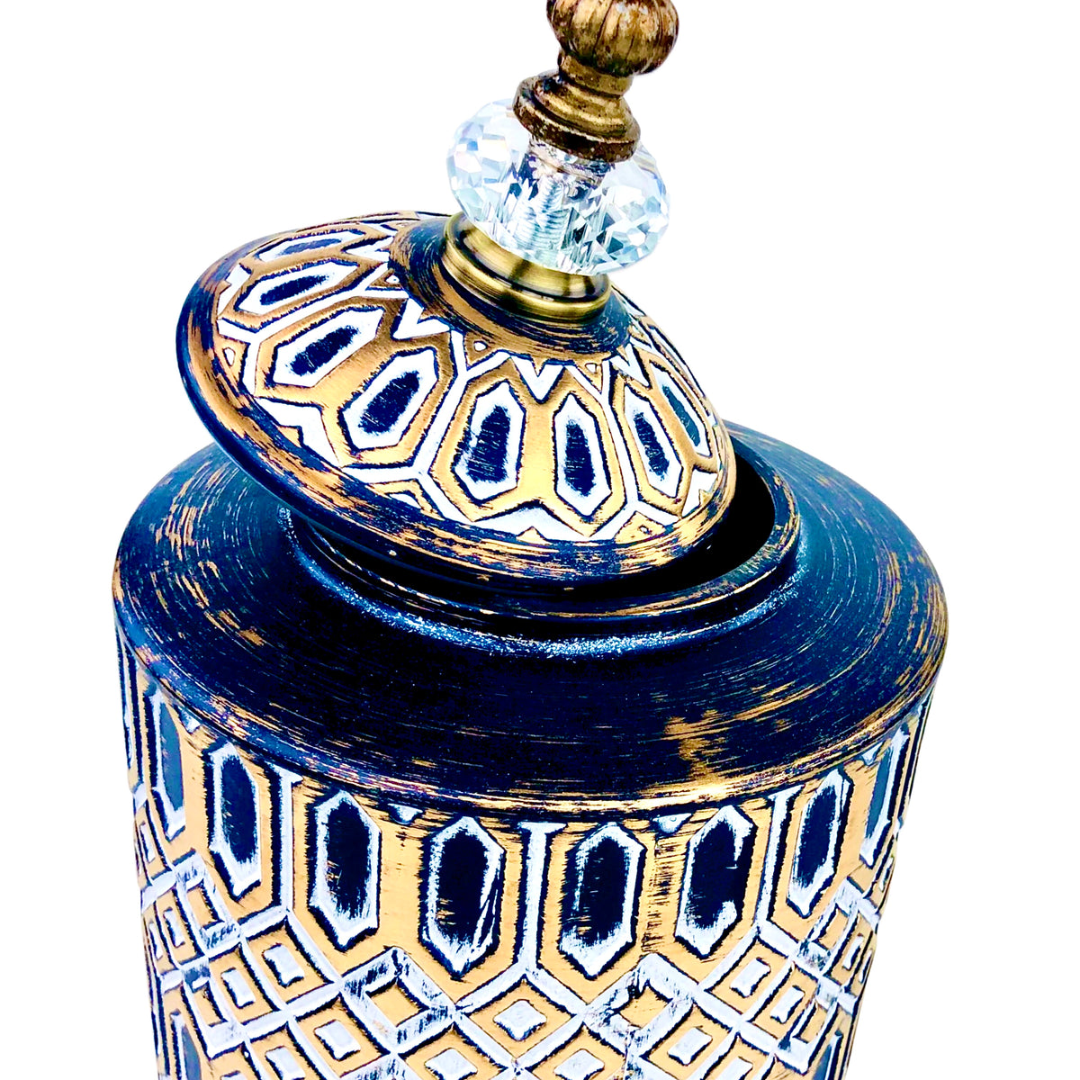 Traditional Blue Ceramic Vase With Lid