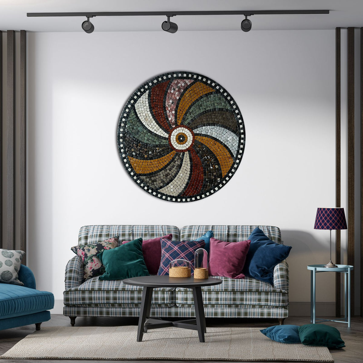 Colorful Spiral Stoned Wall Mosaics (24" inches)