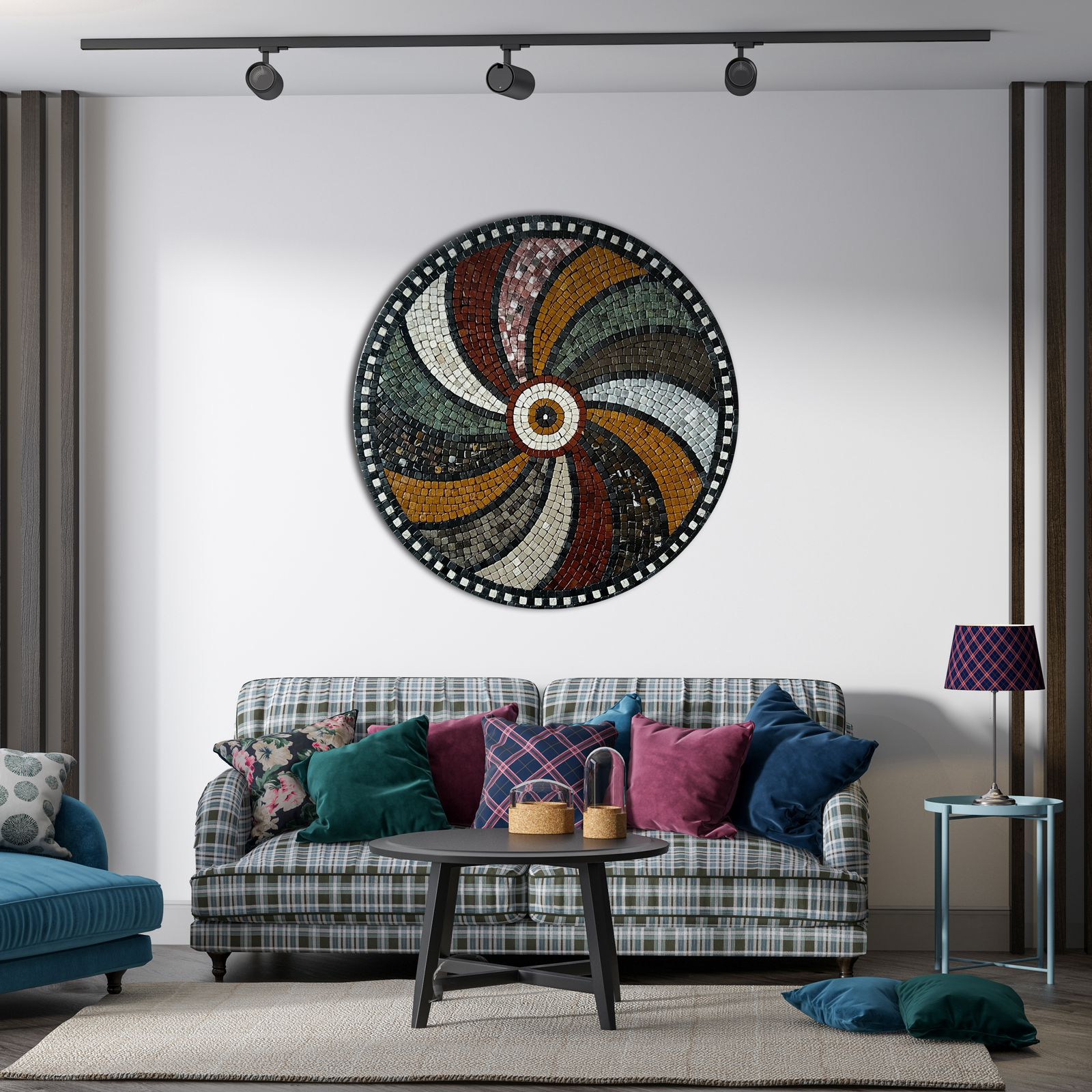 Colorful Spiral Stoned Wall Mosaics (24" inches)