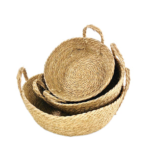 Sea Grass Basket With Handle (Set Of 3)