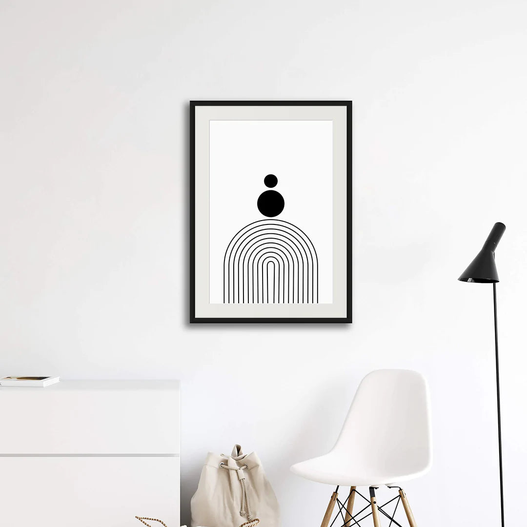 GEOMETRIC ARCS MONOCHROME ART