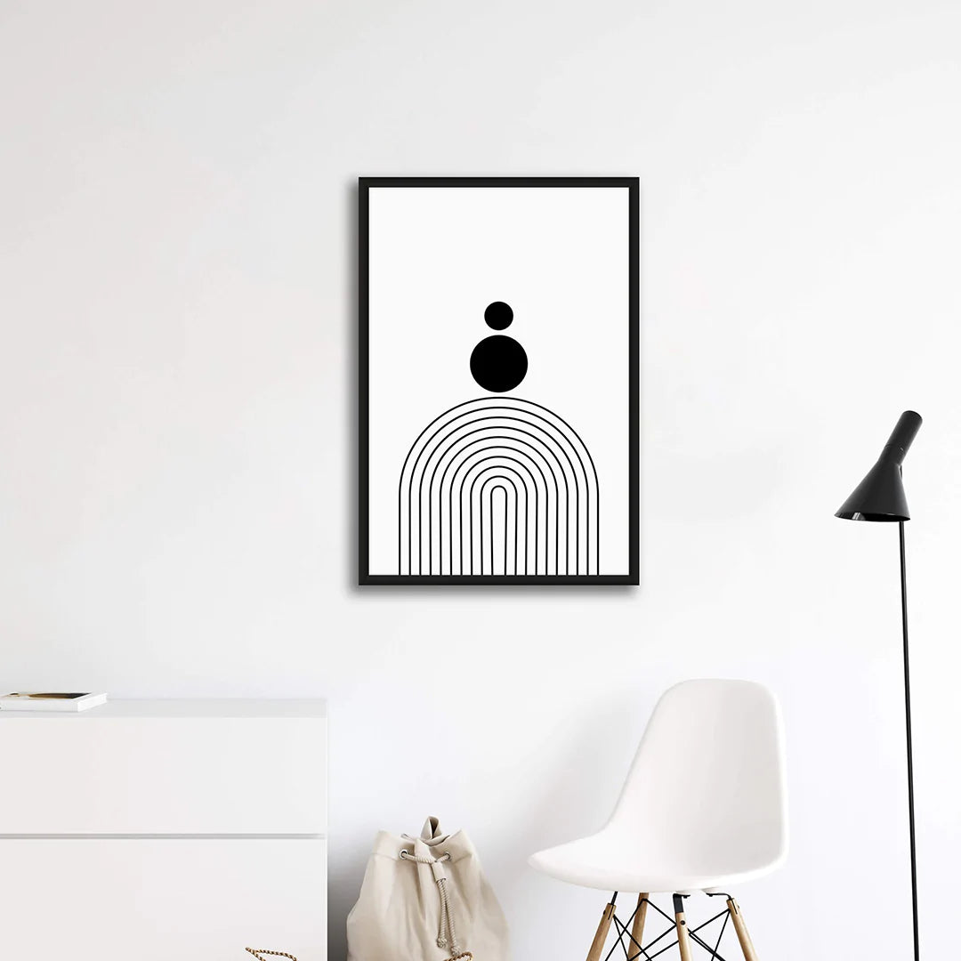 GEOMETRIC ARCS MONOCHROME ART