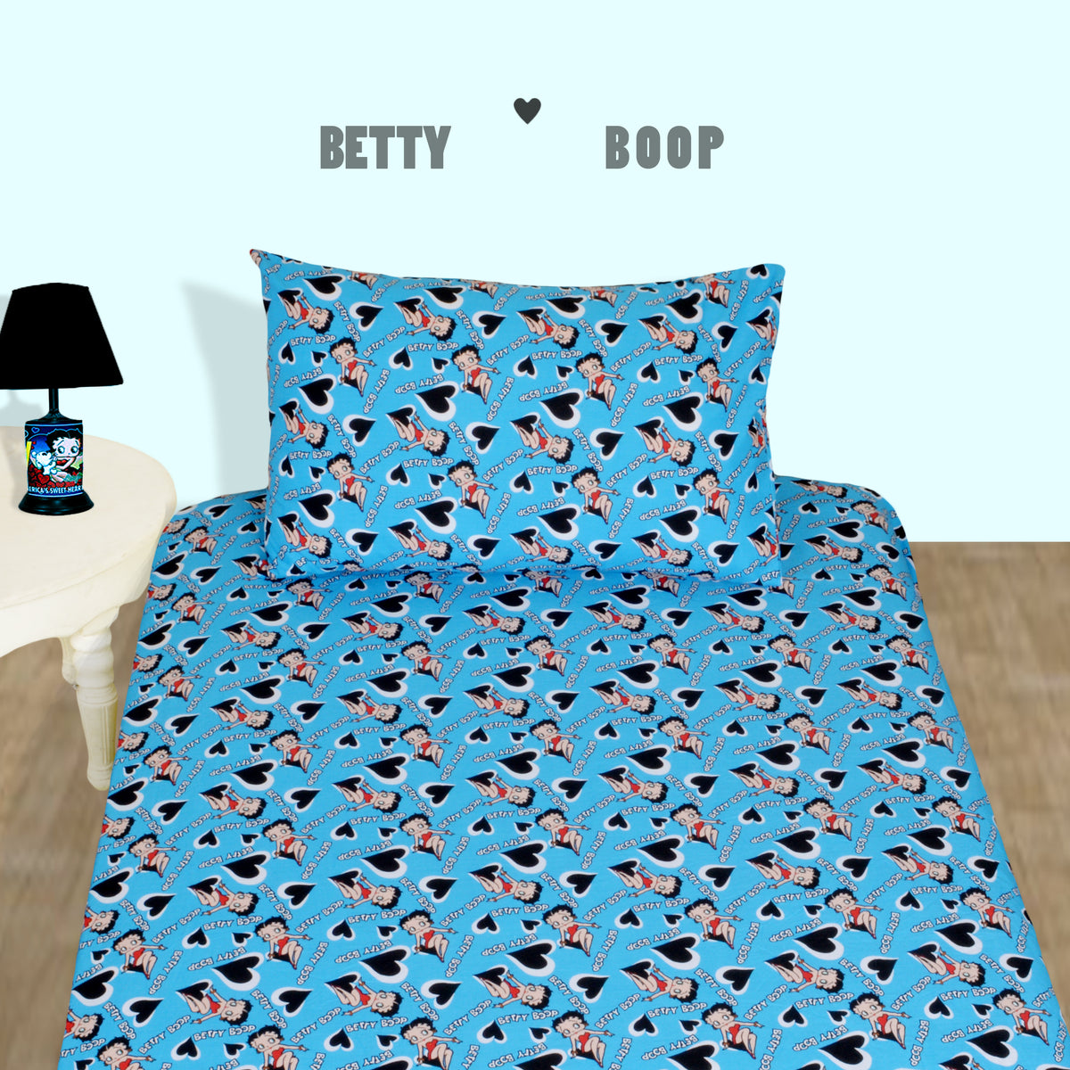 Betty Boop Character Blue Bed-sheet with Pillow case