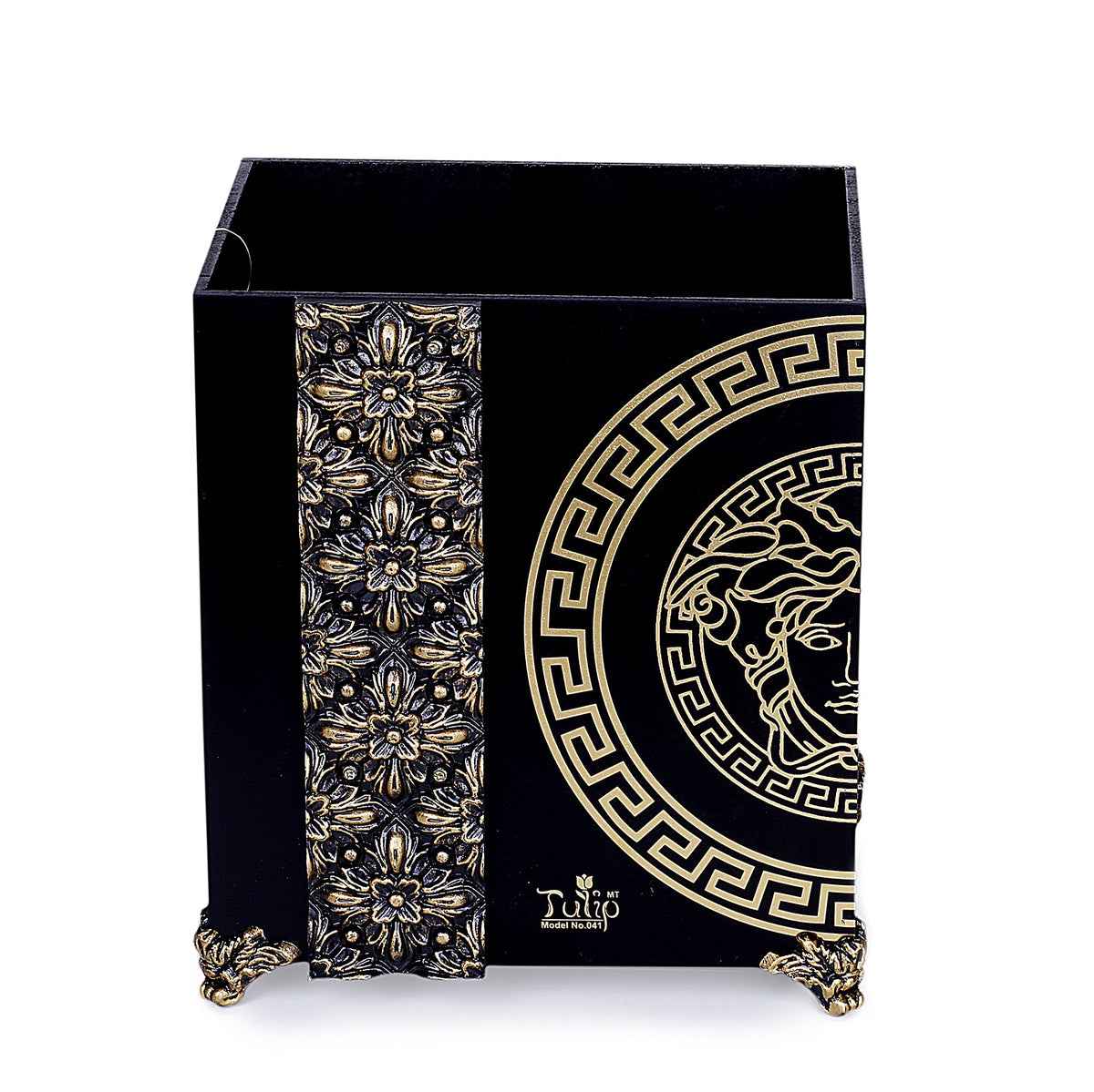 Wooden Basket with Tissue Box (Black)