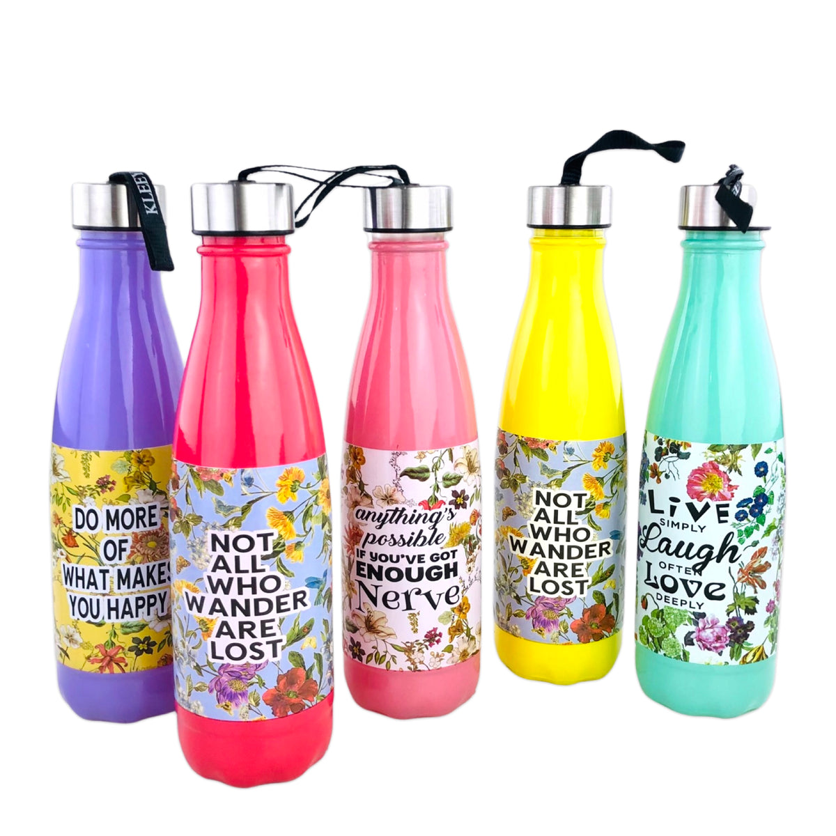 Kleeyo Colorful Glass Bottles With Quotation