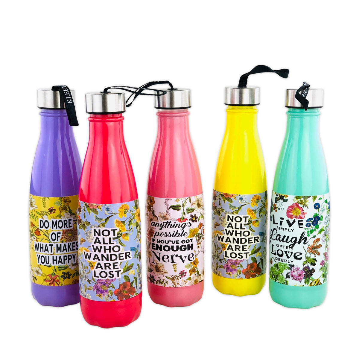 Kleeyo Colorful Glass Bottles With Quotation