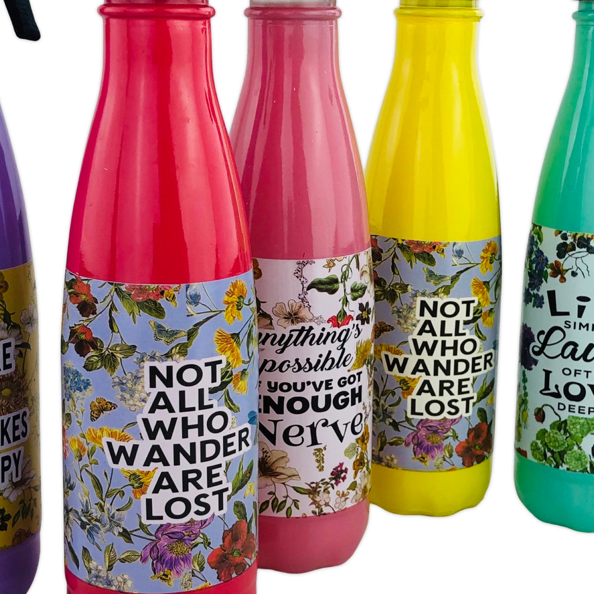 Kleeyo Colorful Glass Bottles With Quotation