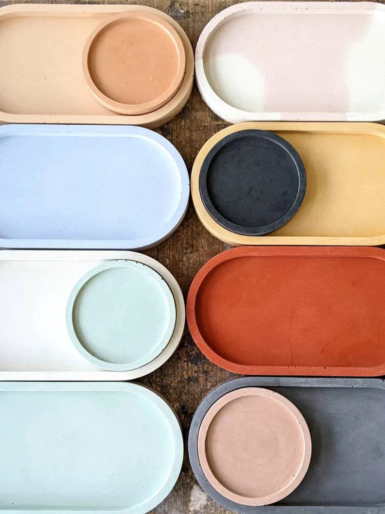 Colorful Concrete Essential Organize Tray & Soap Dish