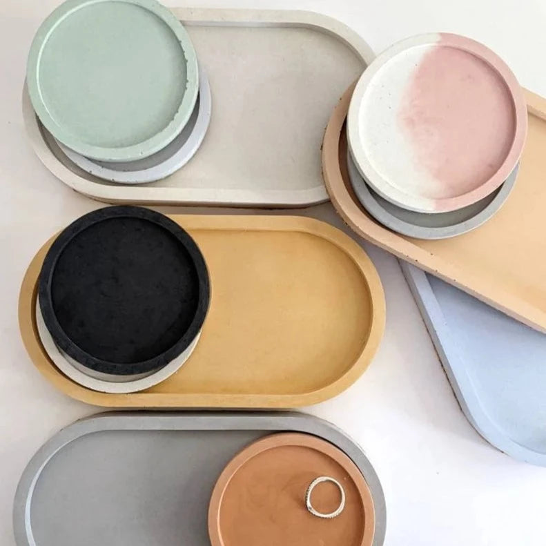 Concrete Tray and Coaster Set