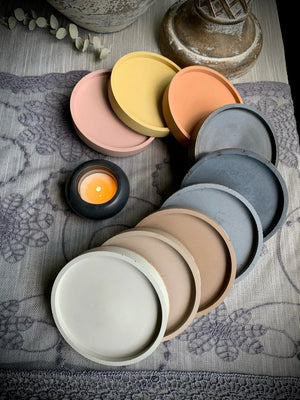 Colorful Concrete Candle Tray Set