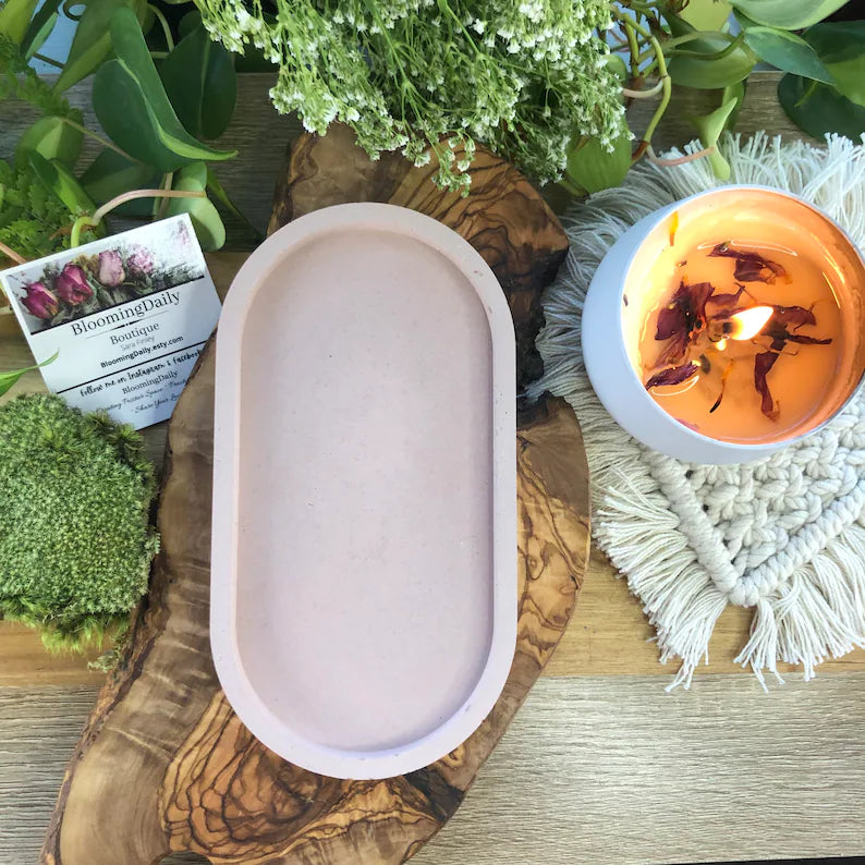 Colorful Concrete Candle Tray Set