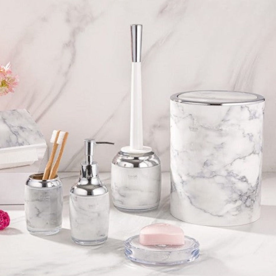 Modern White Marble Round Design Bath Set