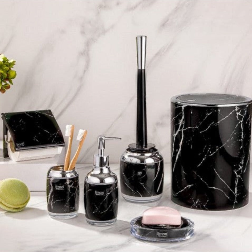 Modern Black Marble Round Design Bath Set