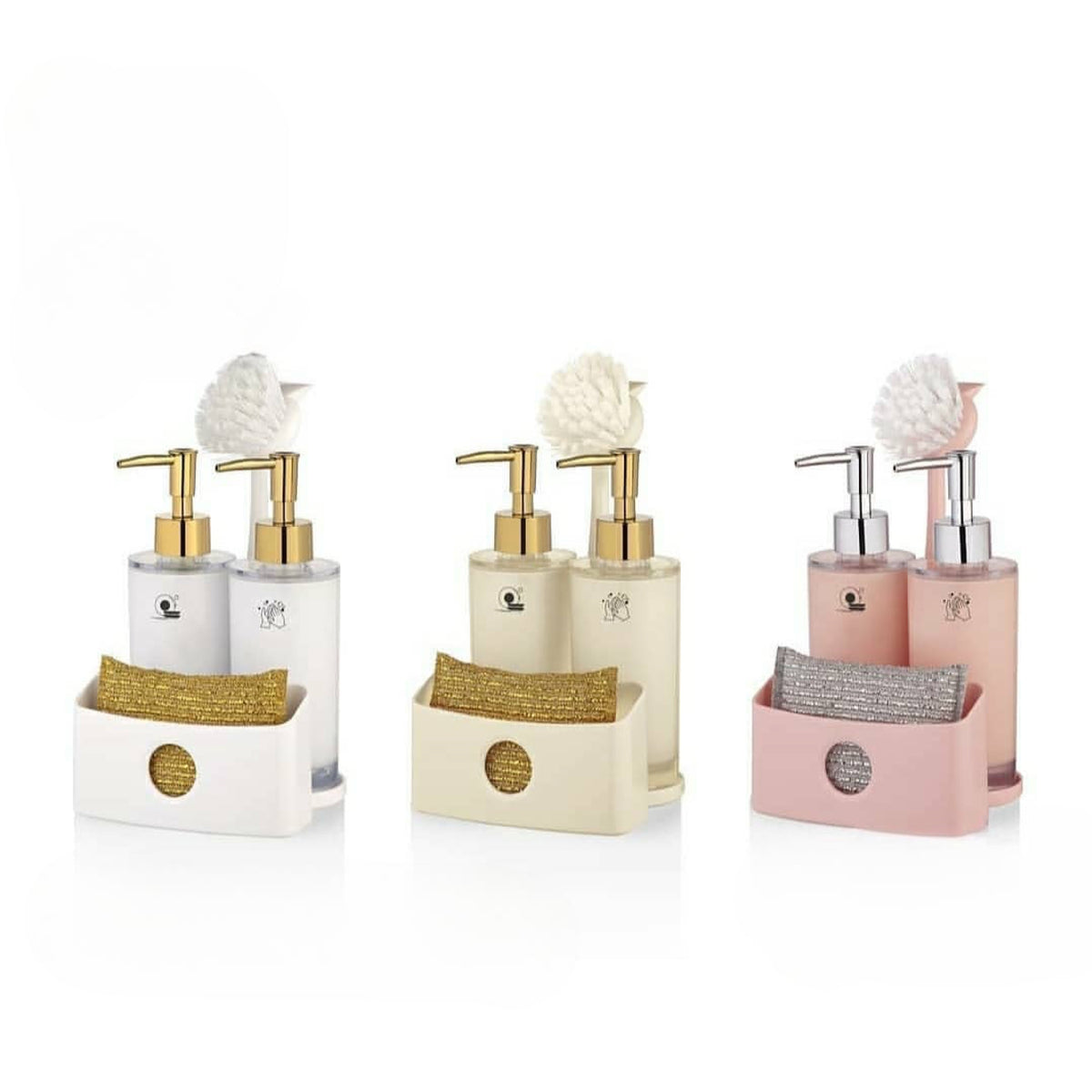 Twin Acrylic Lotion Dispenser with Brush and Sponge