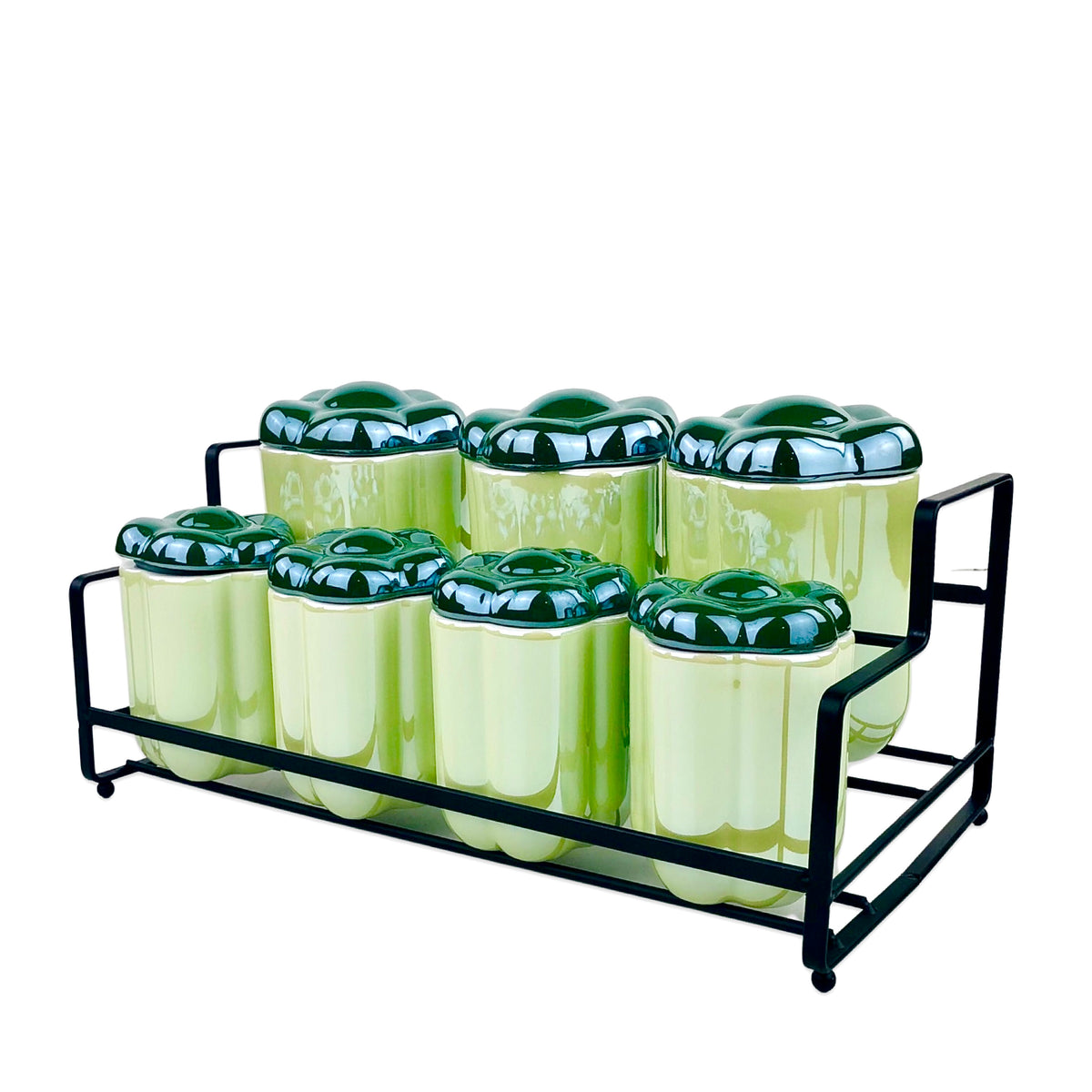 Ceramic 7 Pieces Seasoning Pots & Stand