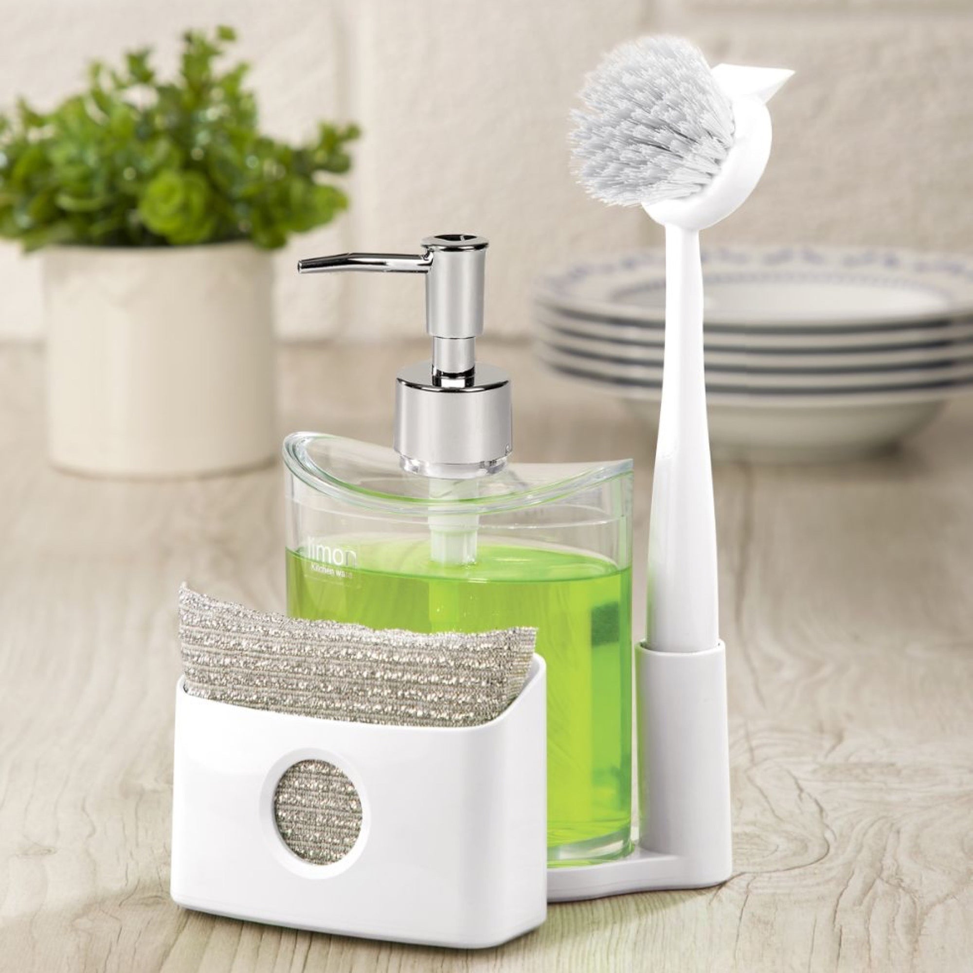 Acrylic Lotion Dispenser with Brush and Sponge