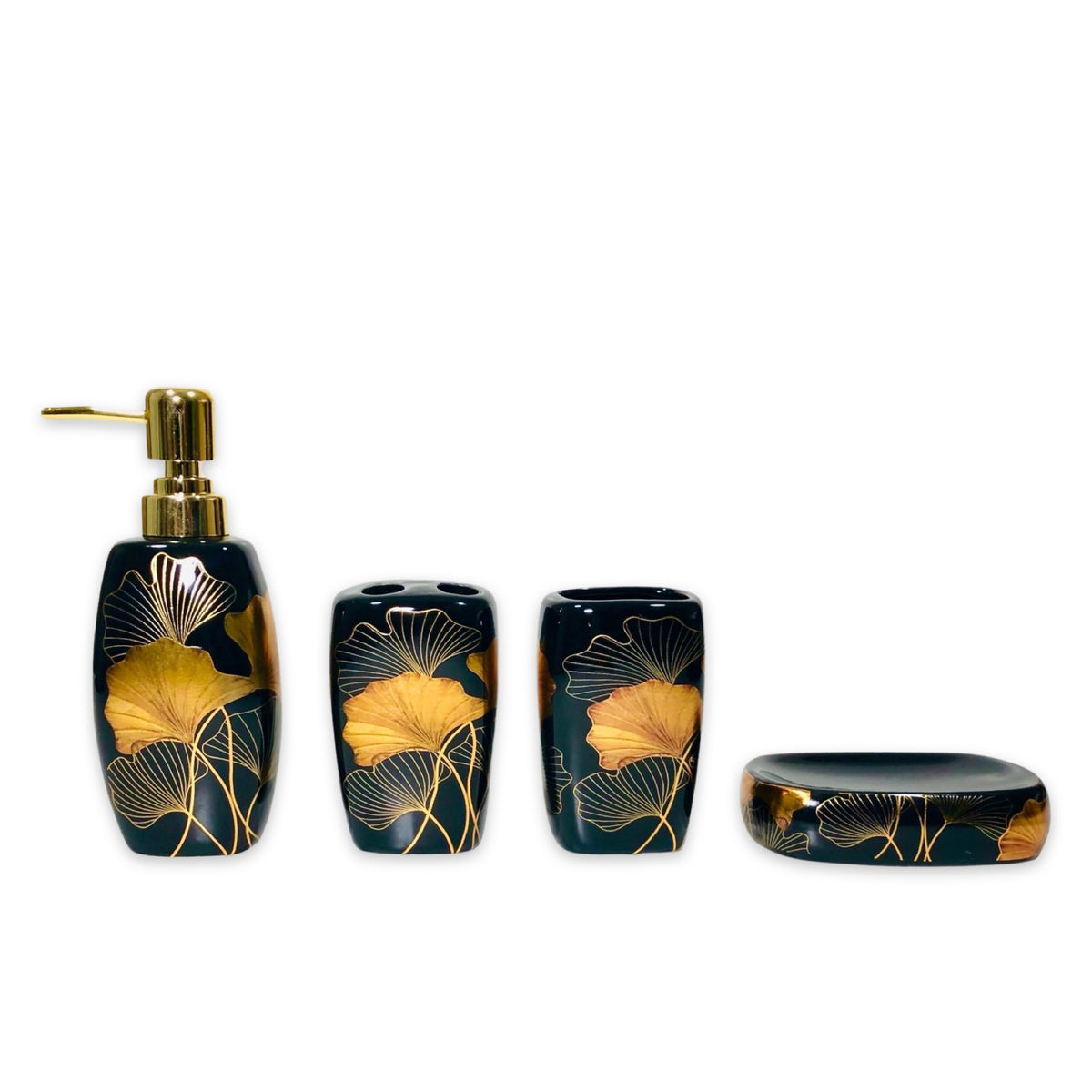 Gold Patel Black Bathroom Set