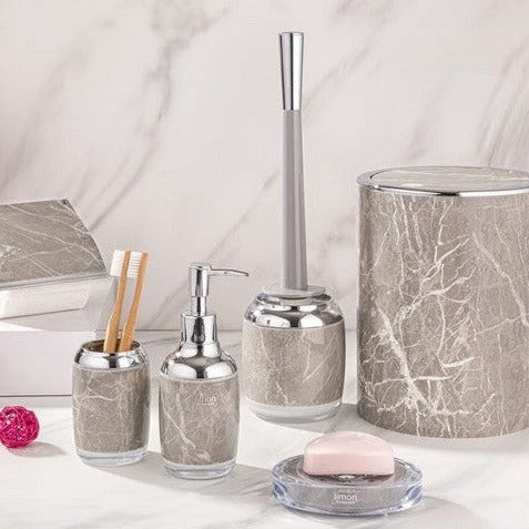 Modern Gray Marble Round Design Bath Set