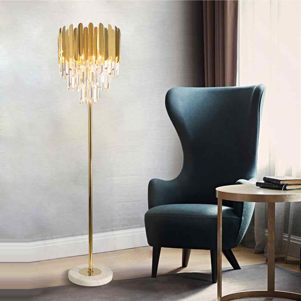 Gold Plated Crystal Bars Floor Lamp