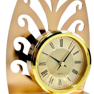 Metallic Golden Leaf Table Clock