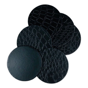 Round Leather Table Coaster (Black)