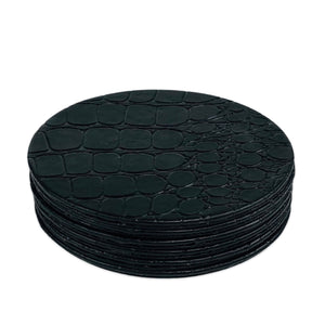 Round Leather Table Coaster (Black)
