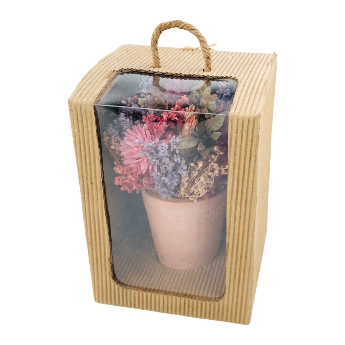 Peach Pot With Colorful Flowers