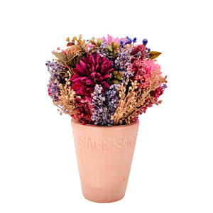 Peach Pot With Colorful Flowers