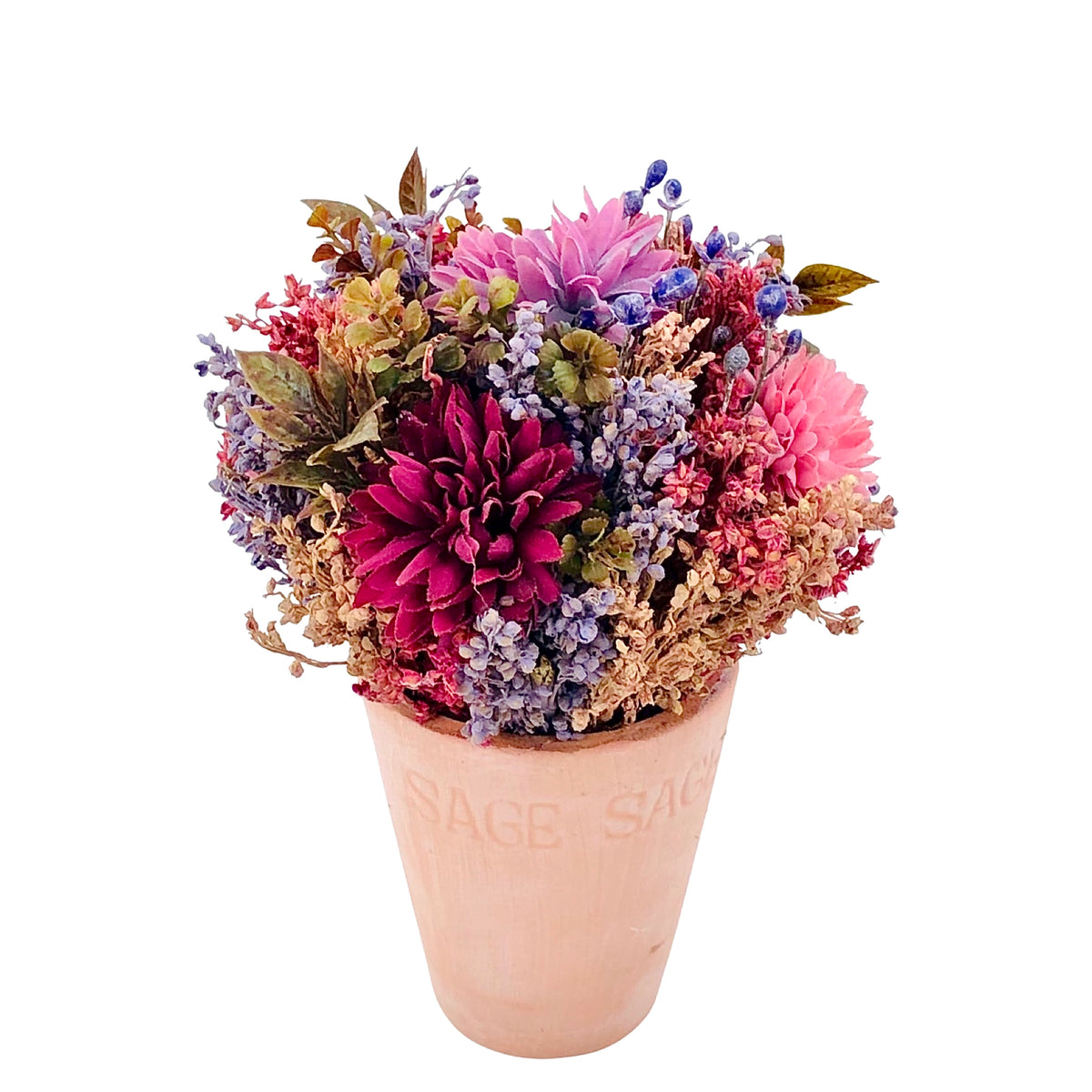 Peach Pot With Colorful Flowers