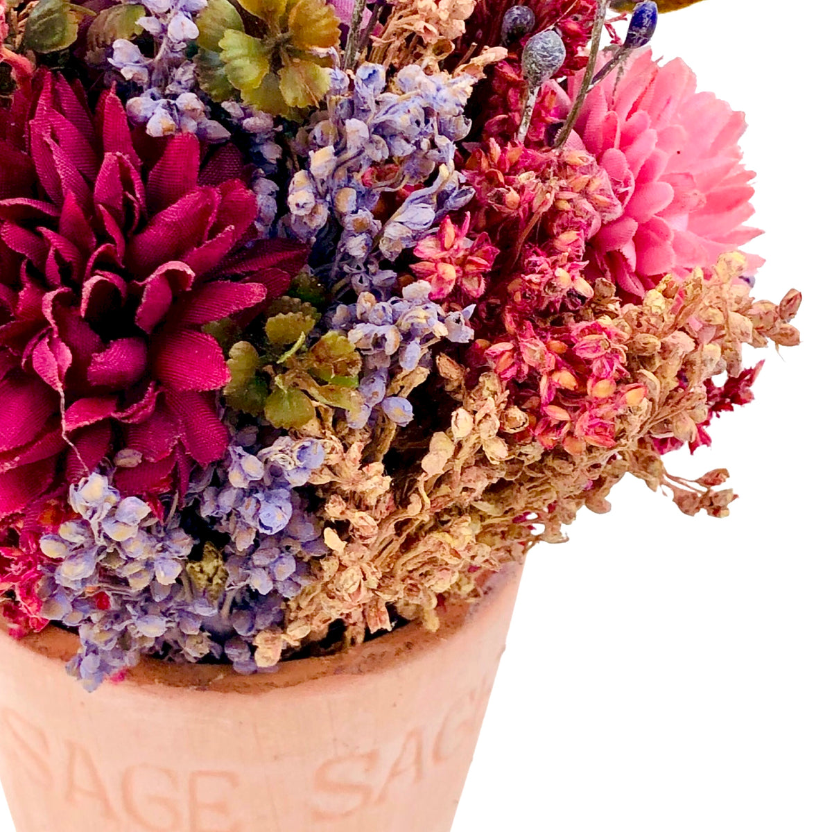 Peach Pot With Colorful Flowers