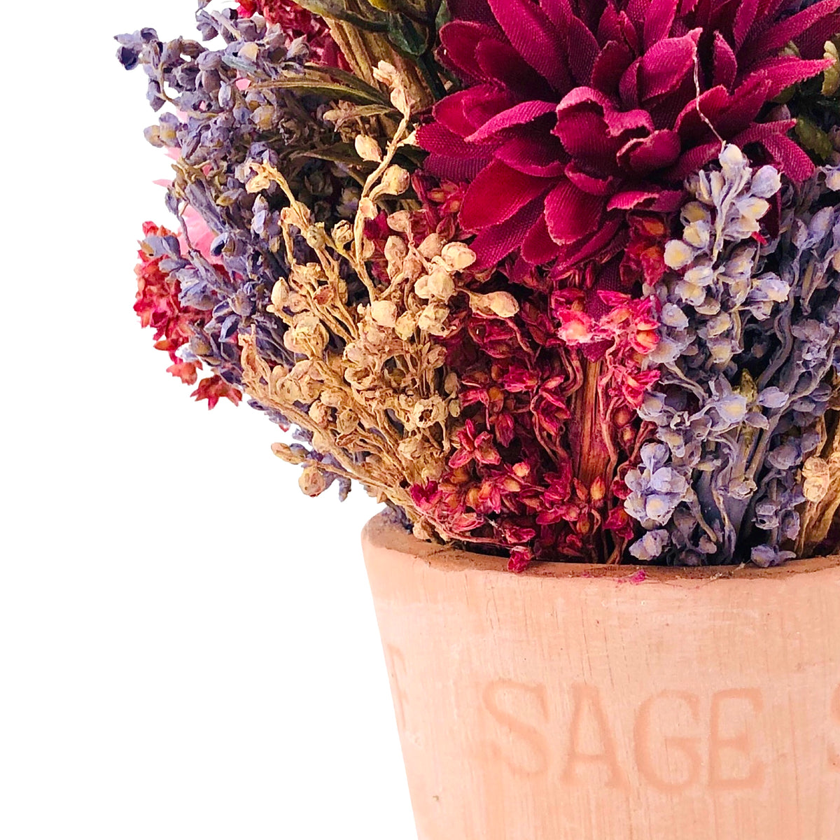 Peach Pot With Colorful Flowers