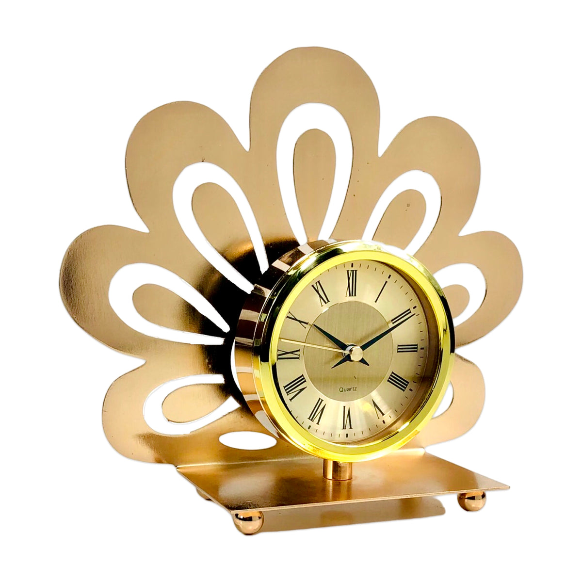 Golden Rose Design Table Clock