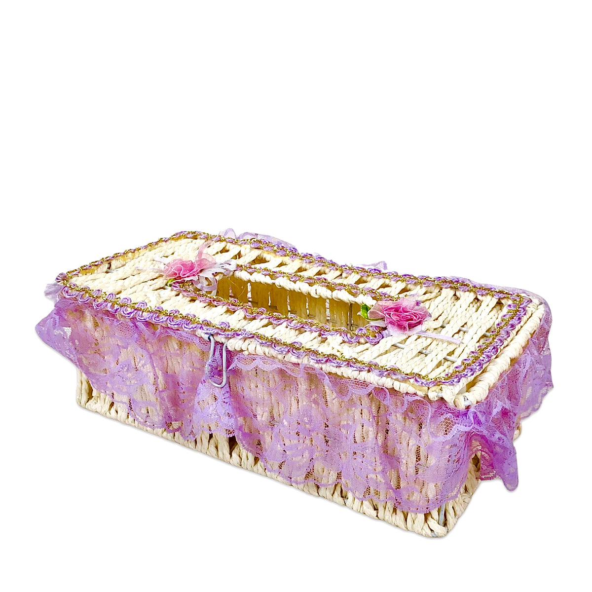 Braided Tissue Box with Fabric Lining