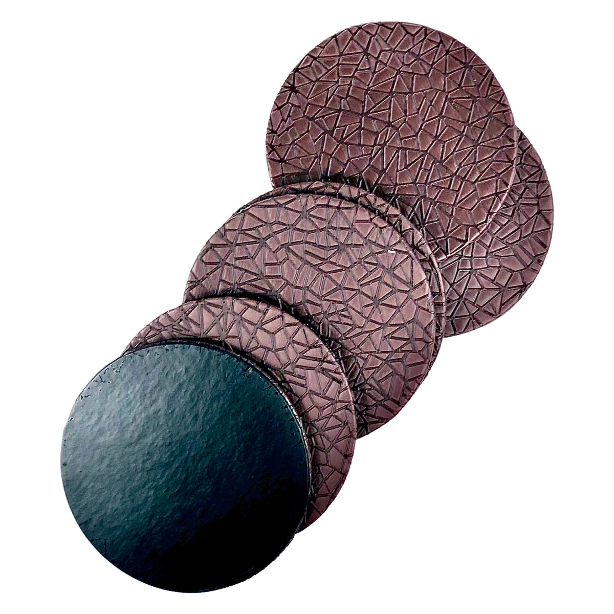 Round Leather Table Coaster (Brown)