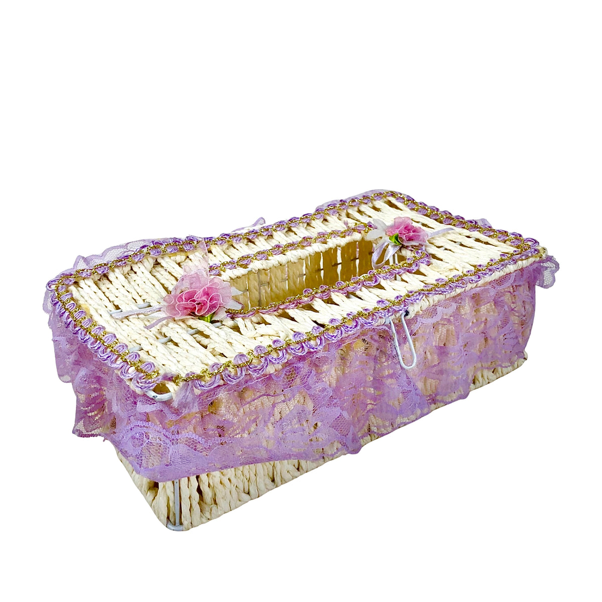 Braided Tissue Box with Fabric Lining