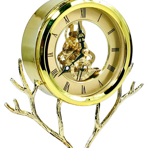 Deer Horns Metallic Table Clock