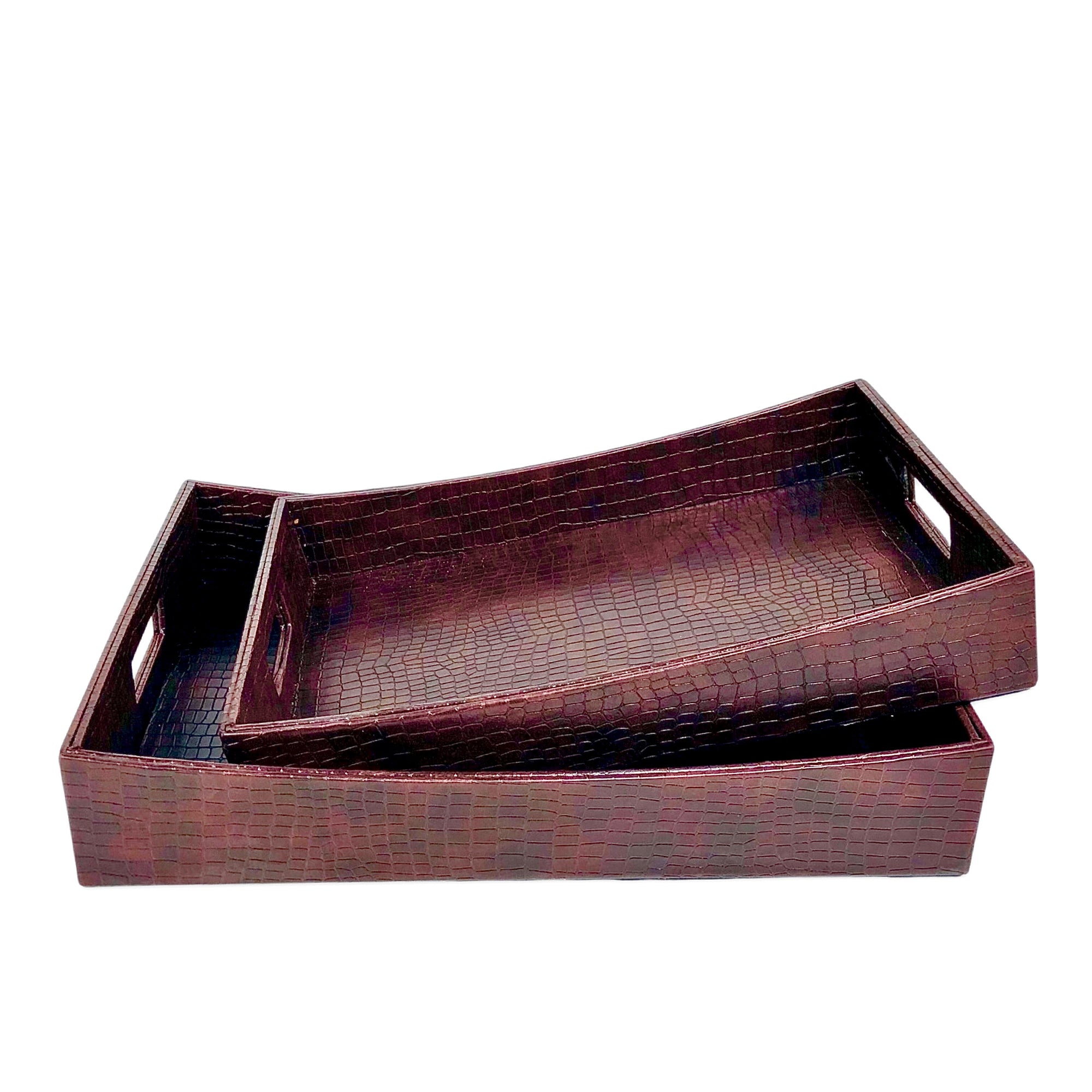 Atelier Brown Leather Design Tray (Set of 2)
