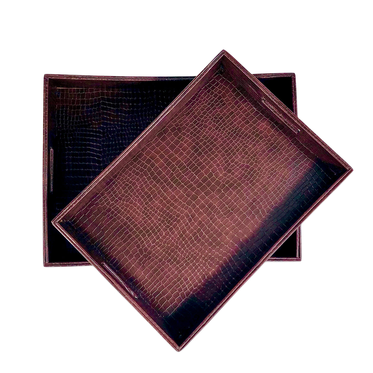 Atelier Brown Leather Design Tray (Set of 2)