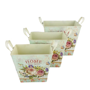 Floral Design Rectangular  Basket (Set of 3)