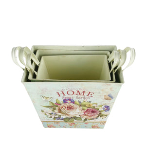 Floral Design Rectangular  Basket (Set of 3)
